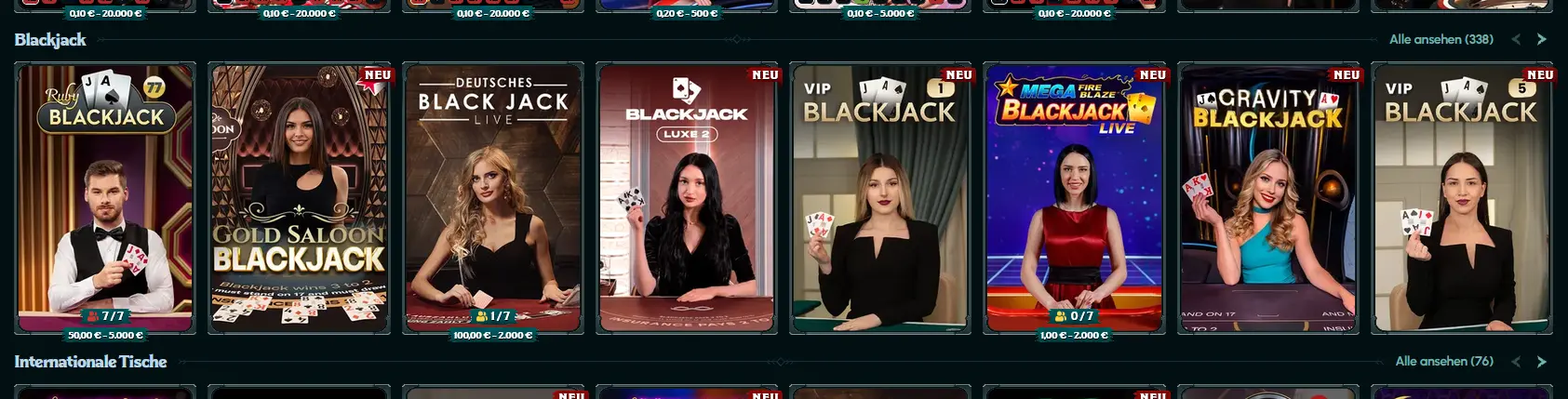 Live-Blackjack-Tisch mit Dealer bei Ragnaro